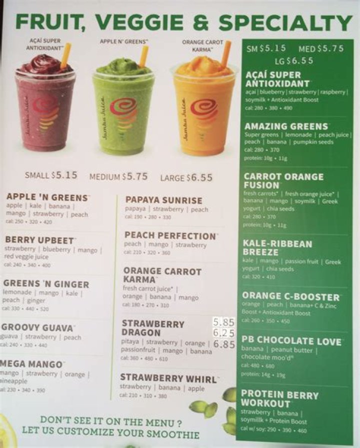 Jamba Juice Menu and Prices - SarkariResult